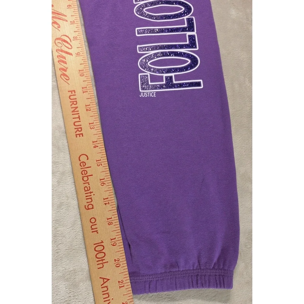 Justice Girls Purple Sweatpants Glitter Graphic‎ 